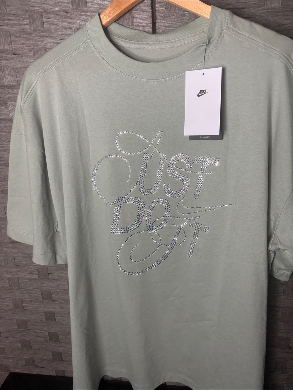 Nike Light Sage Crystal 'Just Do It' Short Sleeve Tee